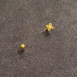 Maria Tash Diamond Lucky Clover Threaded Stud & Ball Threaded Stud Earrings